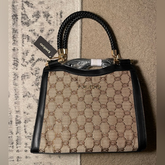 BEBE ๐ค๐ค Crystal Agathe Jacquard Crystal medium Satchel Handbag purse bag NWT - Picture 3 of 14